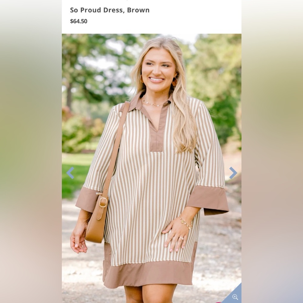 Chic Soul “So Proud” Brown Striped Dress - New With Tags